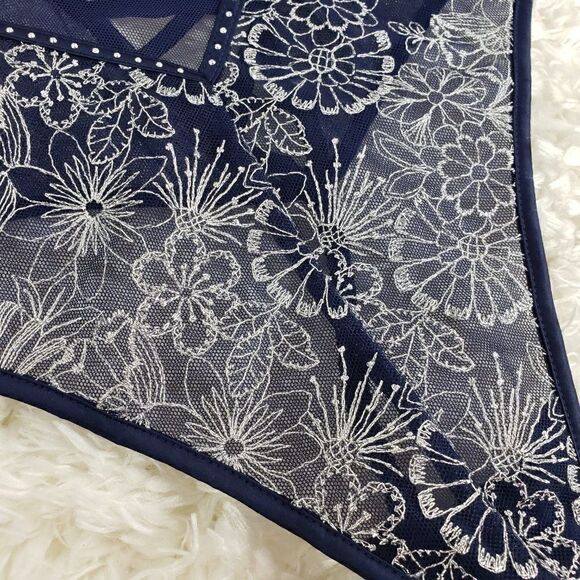 Victoria's Secret Blue Lace Glitter Crystals Thong - Picture 3 of 4